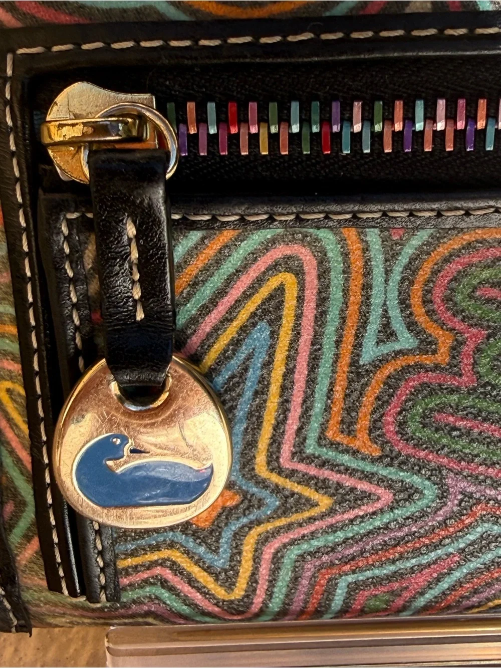 Rare Vintage Dooney & Bourke Rainbow Graffiti Doodle Bag & Wallet Bundle